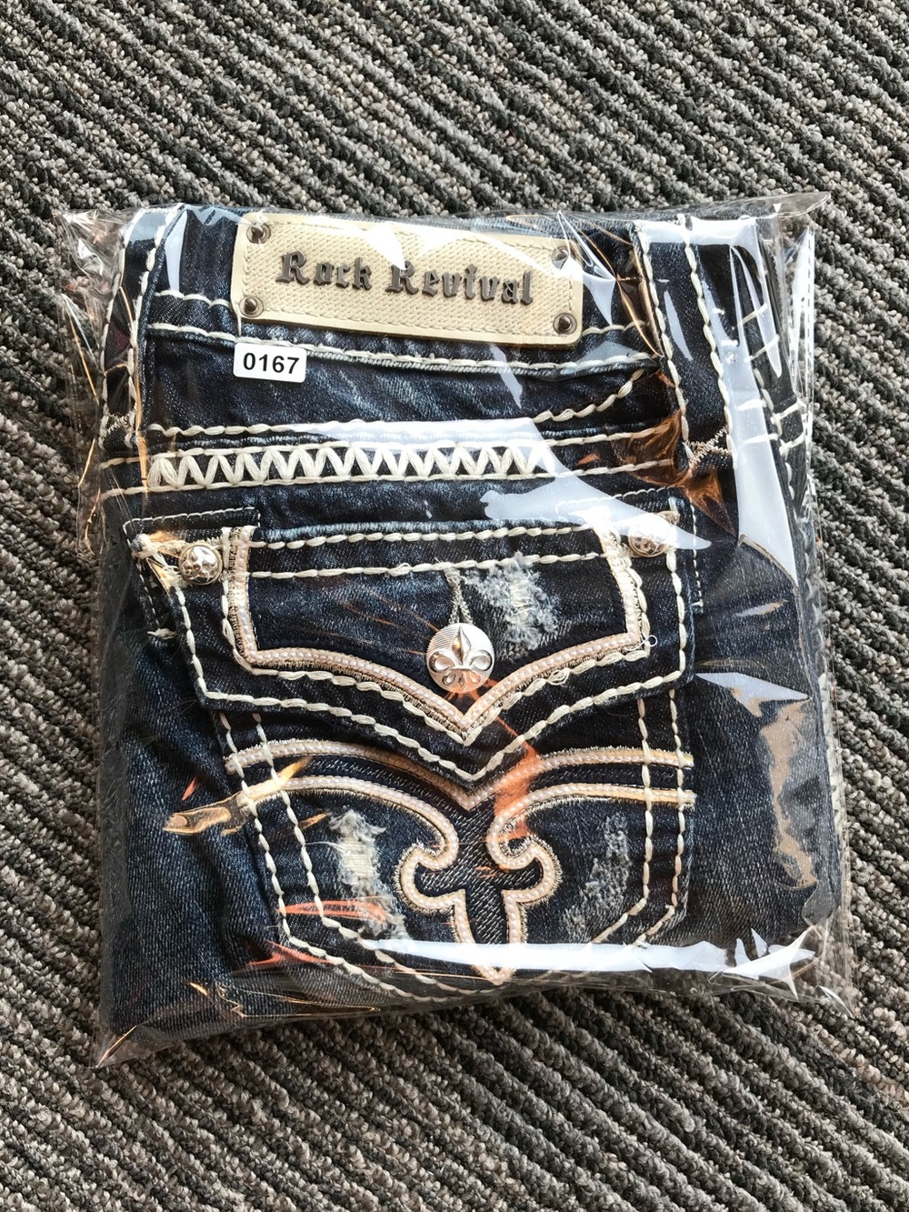 Rock Revival Dark Blue Distressed Slim Straight Jeans